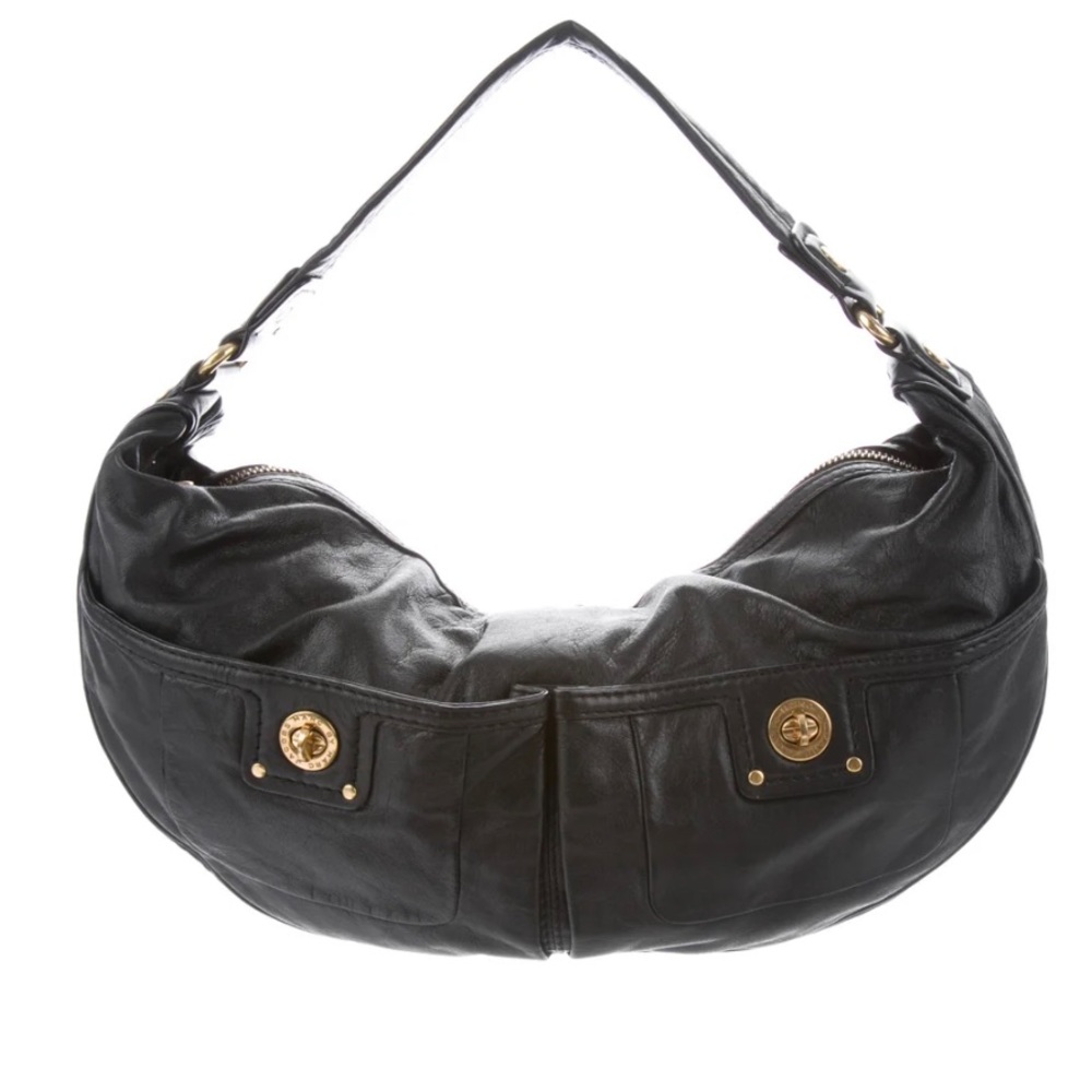 Marc Jacobs black leather turn lock bag with gold hardware